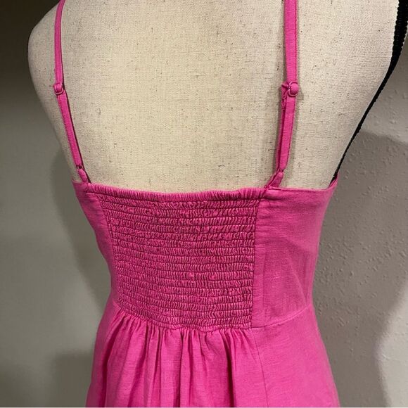 American Eagle AE Pink Wrap Button Front Mini Dress Linen Blend - Picture 8 of 14